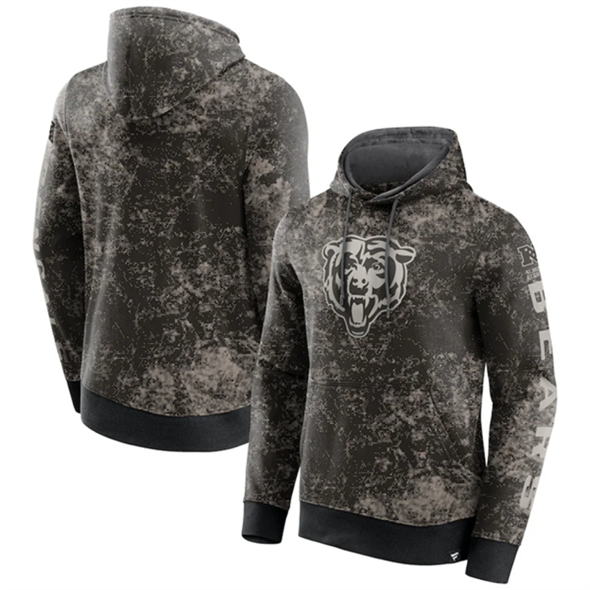 Men's Black/Gray Chicago Bears Blackout Tonal Pullover Hoodie